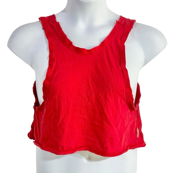 Free People FP Movement Renegade Red Cut Off Sleeveless Crop Tank Top Size M NWT - Picture 3 of 9